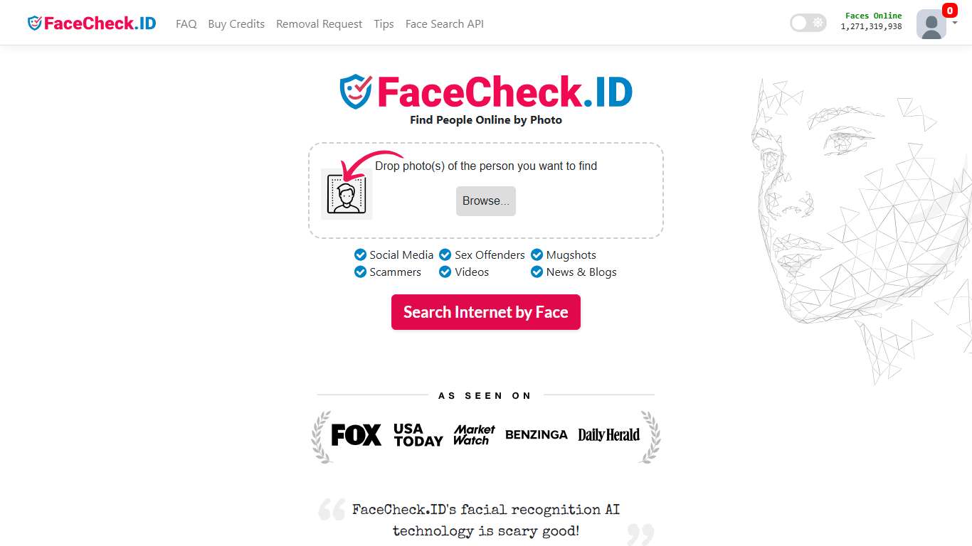 FaceCheck - Reverse Image Search - Face Recognition Search Engine