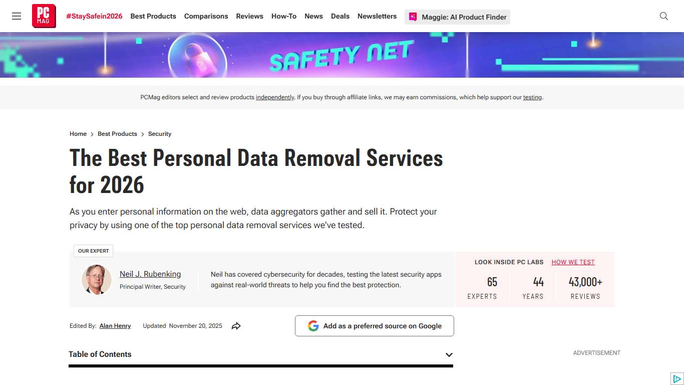 The Best Personal Data Removal Services We've Tested for 2026 | PCMag